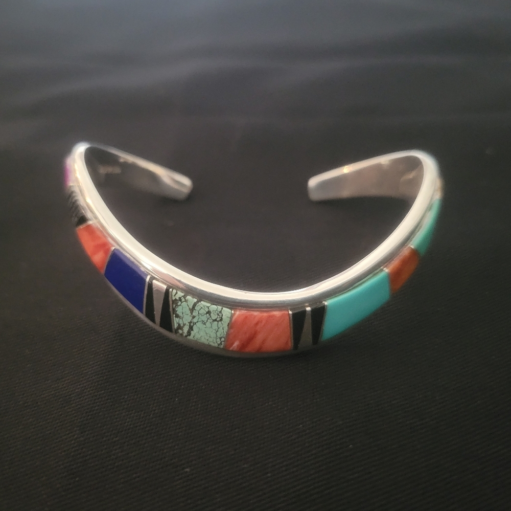 Multicolor Inlay Cuff Bracelet